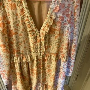 Pink and cream floral dress